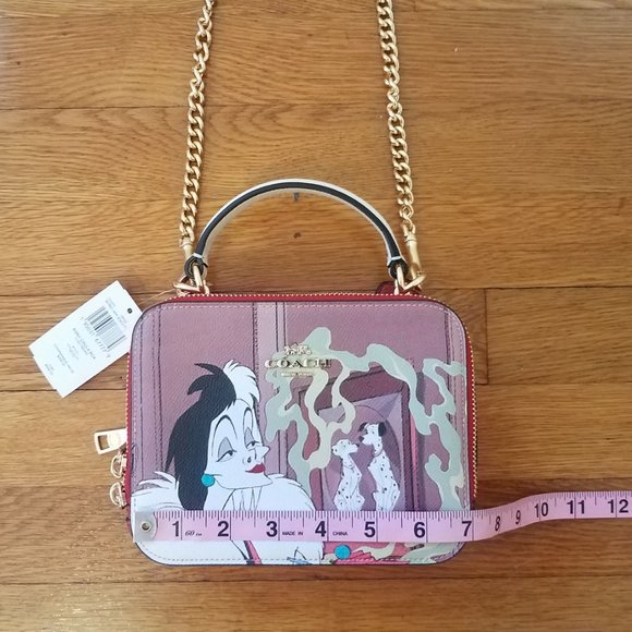 NEW Coach X Disney Cruella Motif Box Crossbody Crossgrain Leather Handbag CC377 - Picture 9 of 10